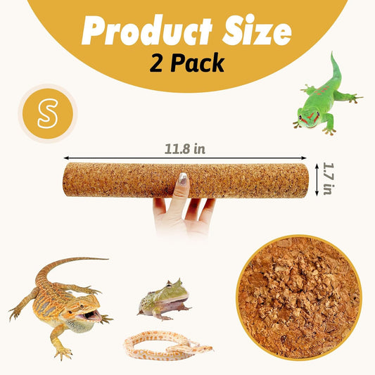 Cork Branch for Reptiles Climbing Branches 2 Pack Natural Tree Frog Cork Wood Stick Crested Geckos Habitat Decor for Snake Lizard Bearded Dragon Chameleon Terrarium 12 Inches