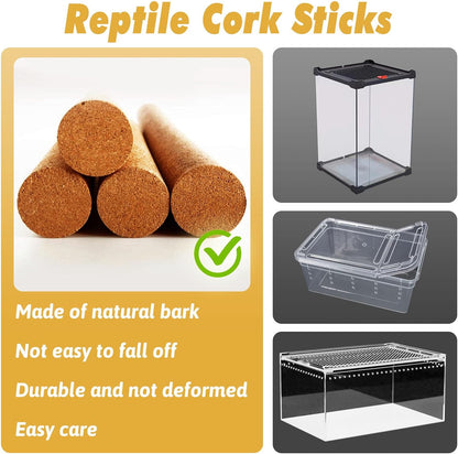 Cork Branch for Reptiles Climbing Branches 2 Pack Natural Tree Frog Cork Wood Stick Crested Geckos Habitat Decor for Snake Lizard Bearded Dragon Chameleon Terrarium 12 Inches
