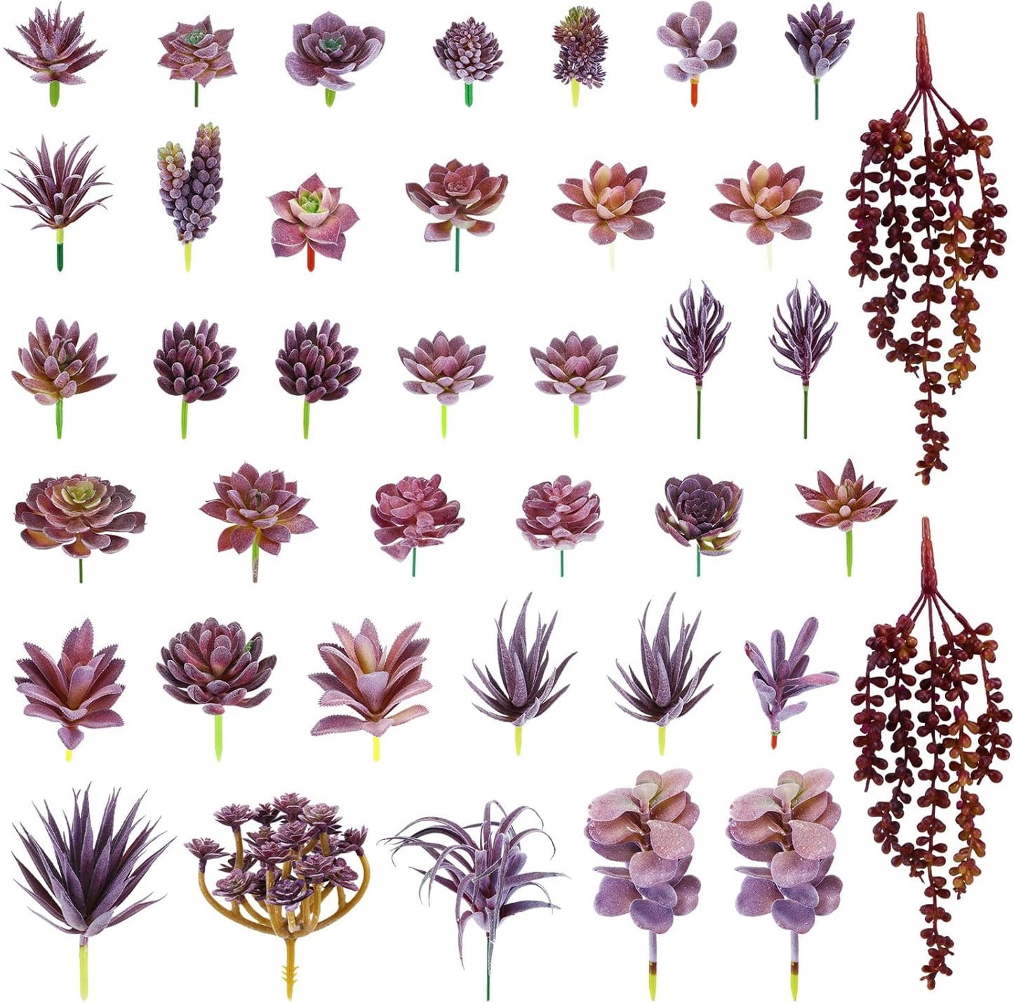 40 Pieces Artificial Succulent Plant Faux Realistic Fake Unpotted Mini Succulent for DIY Garden Home Office Indoor Decor (Elegant)