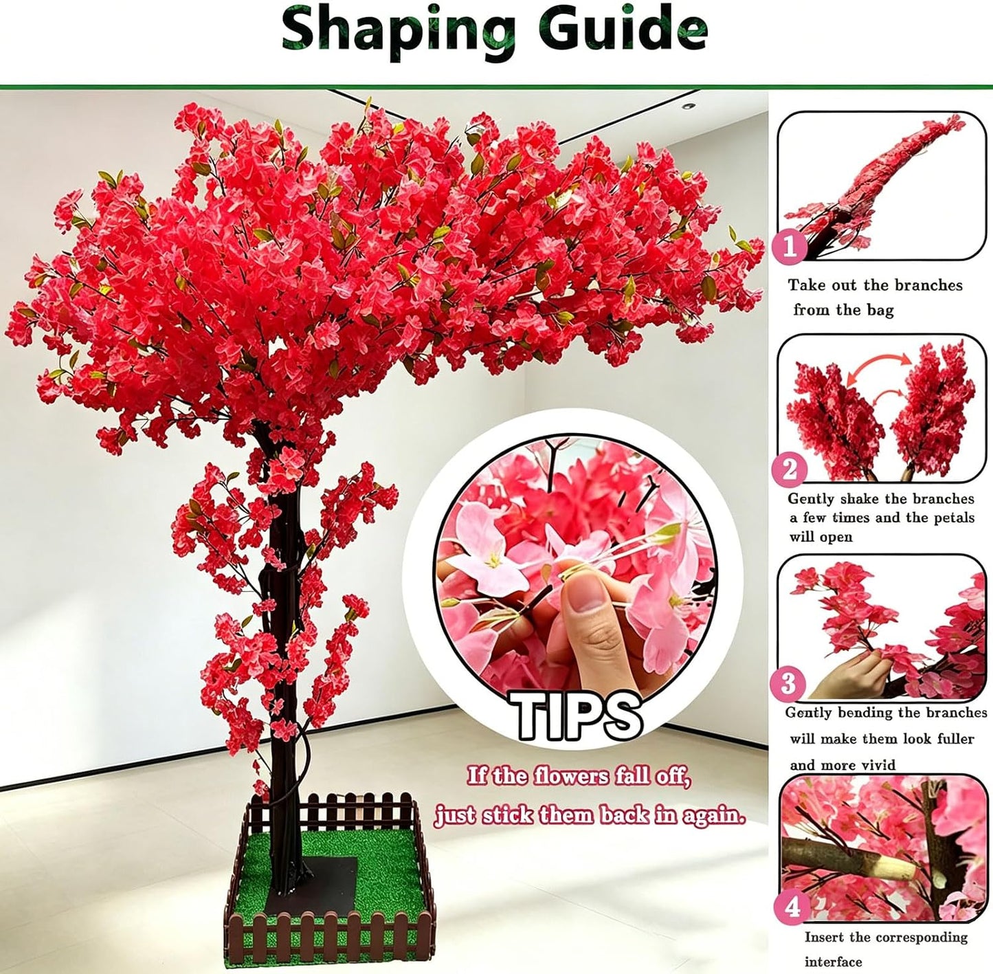 Large Artificial Cherry Blossom Trees Pink 6.6ft for Indoor Outdoor Home Decor,Tall Fake Japanese Cherry Blossom Wishing Trees for Living Room Garden Party,Wedding,Courtyards,Centerpieces