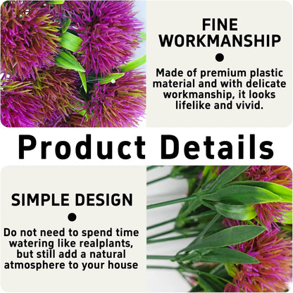 10Pcs 11 Inch Artificial Dandelion Flowers, Faux Plastic Bouquets Shrubs for Home, Wedding, Garden, Party, Indoor/Outdoor Decoration(Green)
