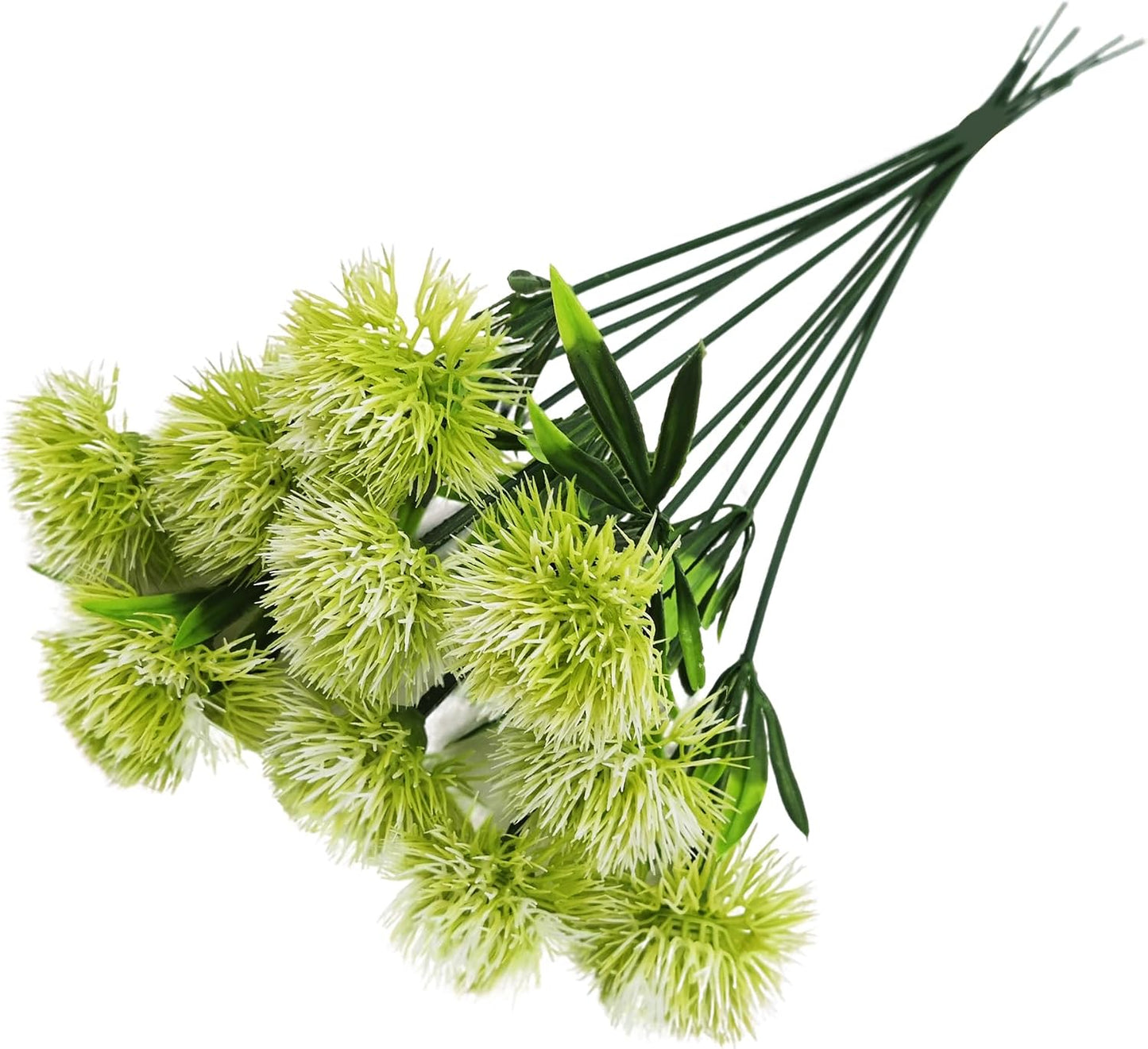 10Pcs 11 Inch Artificial Dandelion Flowers, Faux Plastic Bouquets Shrubs for Home, Wedding, Garden, Party, Indoor/Outdoor Decoration(Green)