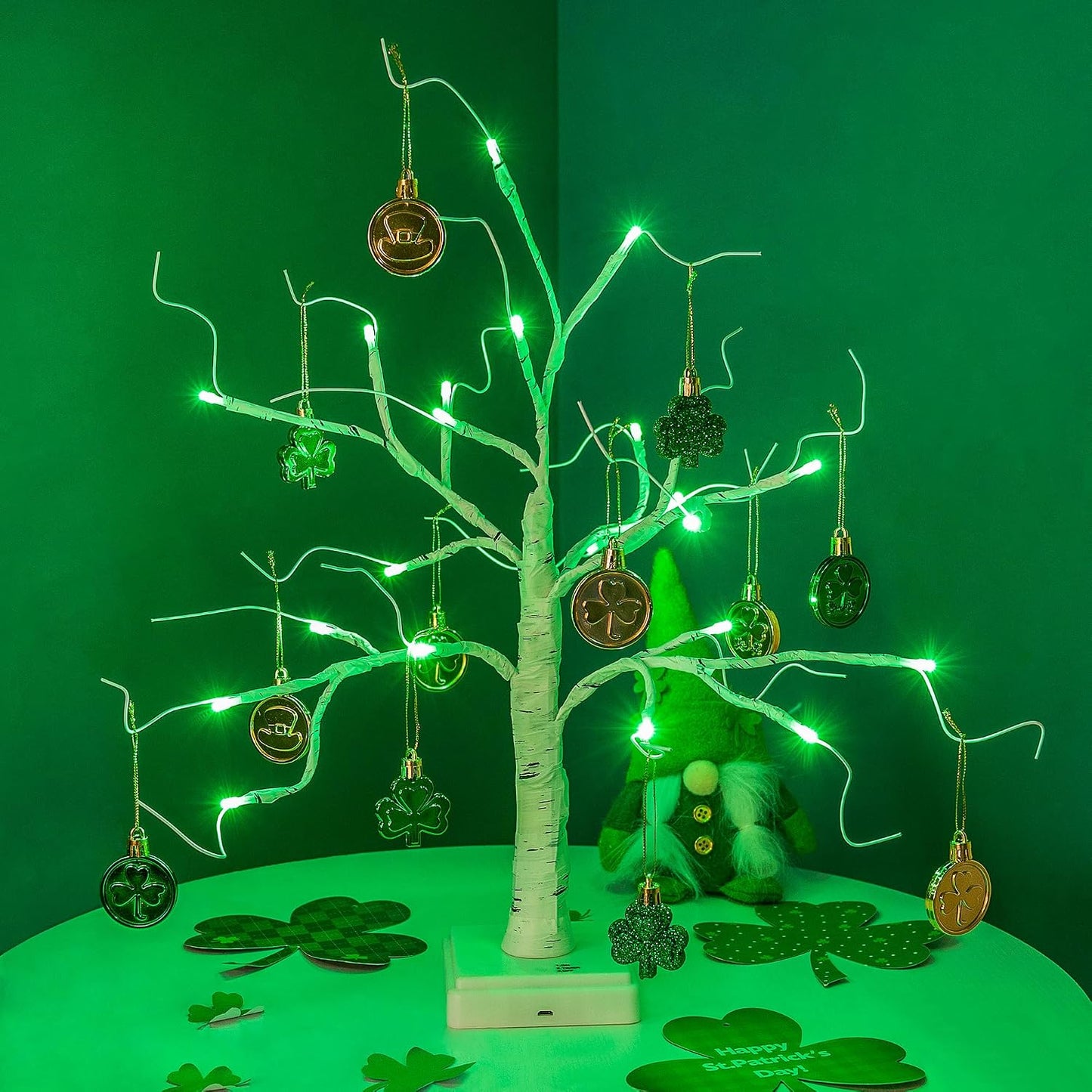 Lighted Mini Birch Tabletop Christmas Decorations Tree, Warm White | 2ft 24LED, Battery & USB with Timer, Artificial Mini Tree for Indoor Xmas Bedroom Wedding Holiday Home Party Decor