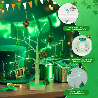 Lighted Mini Birch Tabletop Christmas Decorations Tree, Warm White | 2ft 24LED, Battery & USB with Timer, Artificial Mini Tree for Indoor Xmas Bedroom Wedding Holiday Home Party Decor