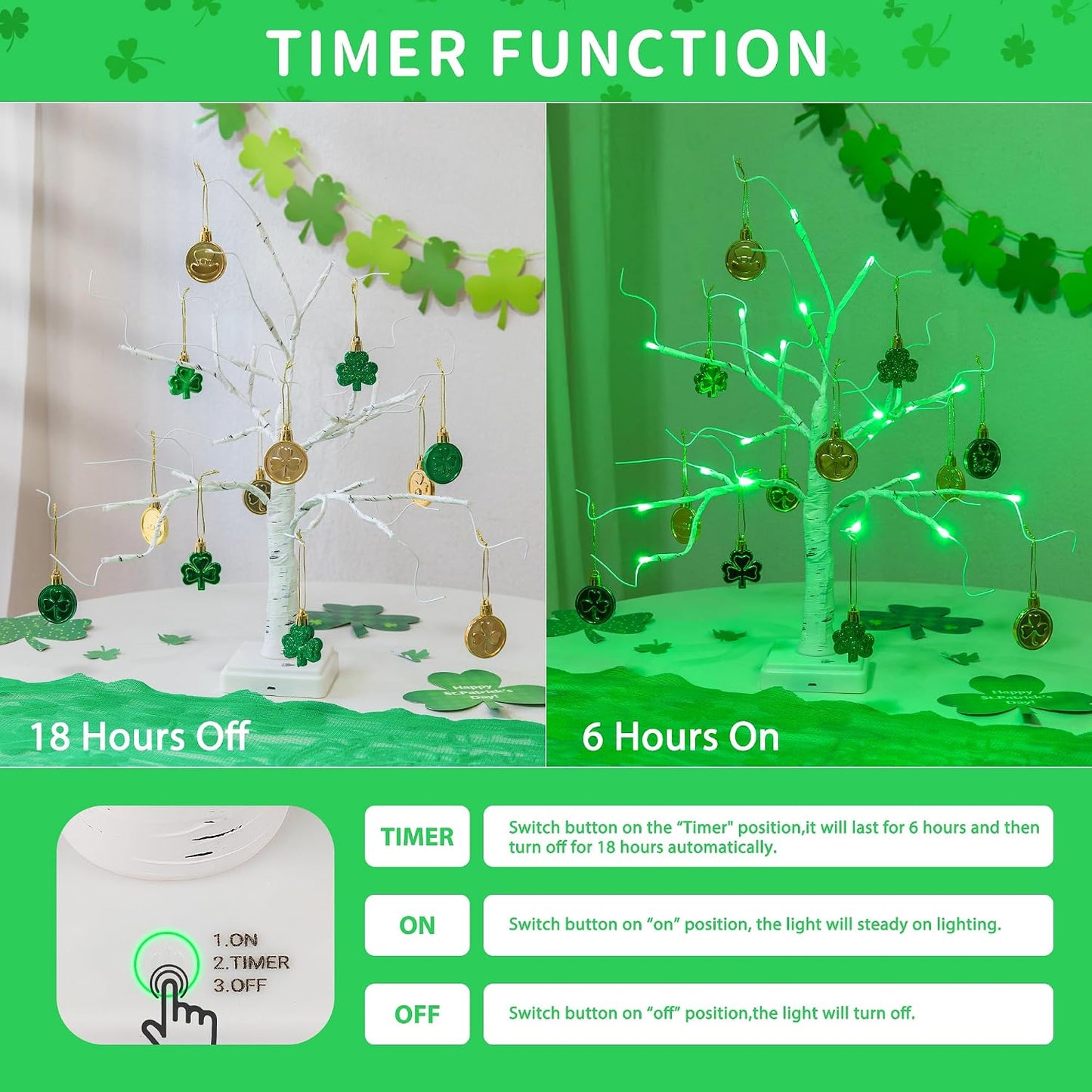 Lighted Mini Birch Tabletop Christmas Decorations Tree, Warm White | 2ft 24LED, Battery & USB with Timer, Artificial Mini Tree for Indoor Xmas Bedroom Wedding Holiday Home Party Decor