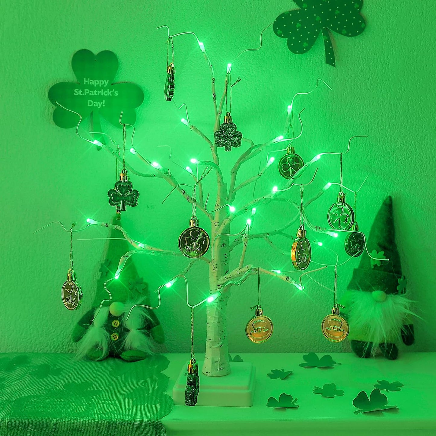 Lighted Mini Birch Tabletop Christmas Decorations Tree, Warm White | 2ft 24LED, Battery & USB with Timer, Artificial Mini Tree for Indoor Xmas Bedroom Wedding Holiday Home Party Decor