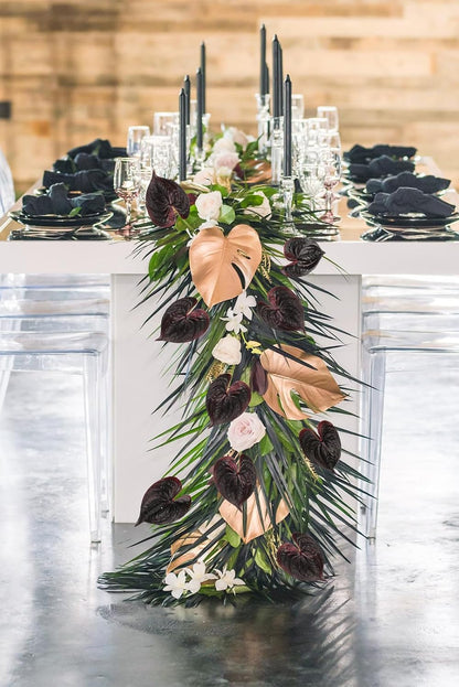 8PCS Burgundy Faux Anthurium Flowers 24.8’’ Real Touch Flowers Long Stem Artificial Anthurium for Vase Table Centerpiece Home Wedding Party Garden Spring Decoration(Burgundy)