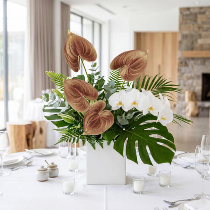 8PCS Burgundy Faux Anthurium Flowers 24.8’’ Real Touch Flowers Long Stem Artificial Anthurium for Vase Table Centerpiece Home Wedding Party Garden Spring Decoration(Burgundy)