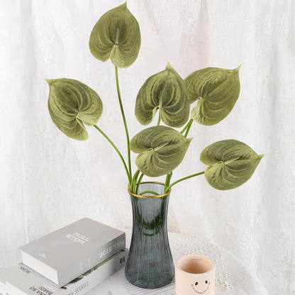 8PCS Burgundy Faux Anthurium Flowers 24.8’’ Real Touch Flowers Long Stem Artificial Anthurium for Vase Table Centerpiece Home Wedding Party Garden Spring Decoration(Burgundy)