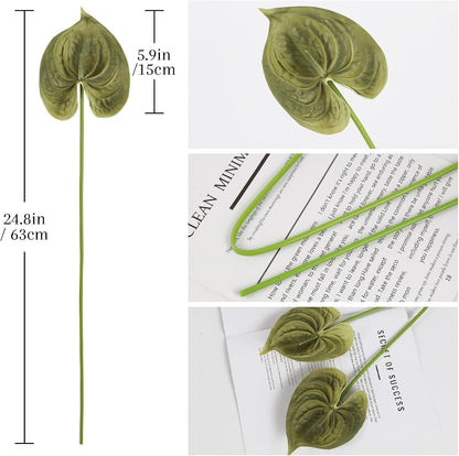 8PCS Burgundy Faux Anthurium Flowers 24.8’’ Real Touch Flowers Long Stem Artificial Anthurium for Vase Table Centerpiece Home Wedding Party Garden Spring Decoration(Burgundy)
