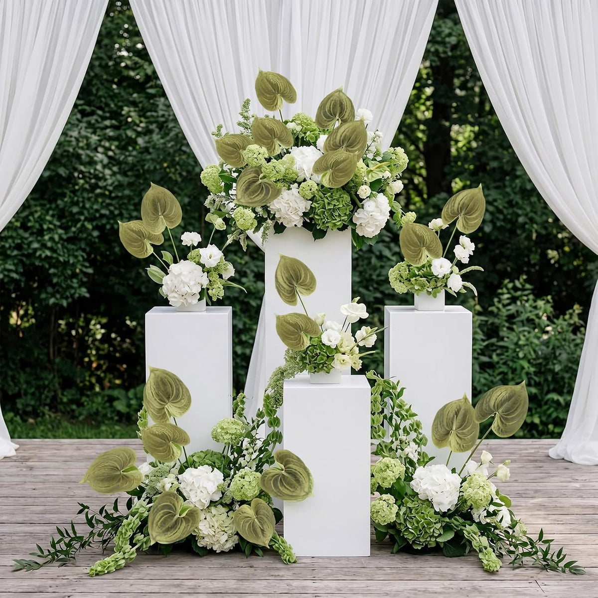 8PCS Burgundy Faux Anthurium Flowers 24.8’’ Real Touch Flowers Long Stem Artificial Anthurium for Vase Table Centerpiece Home Wedding Party Garden Spring Decoration(Burgundy)