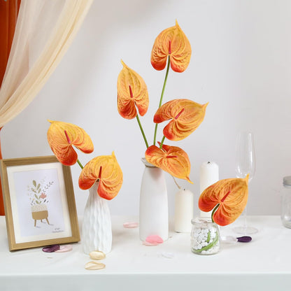 8PCS Burgundy Faux Anthurium Flowers 24.8’’ Real Touch Flowers Long Stem Artificial Anthurium for Vase Table Centerpiece Home Wedding Party Garden Spring Decoration(Burgundy)