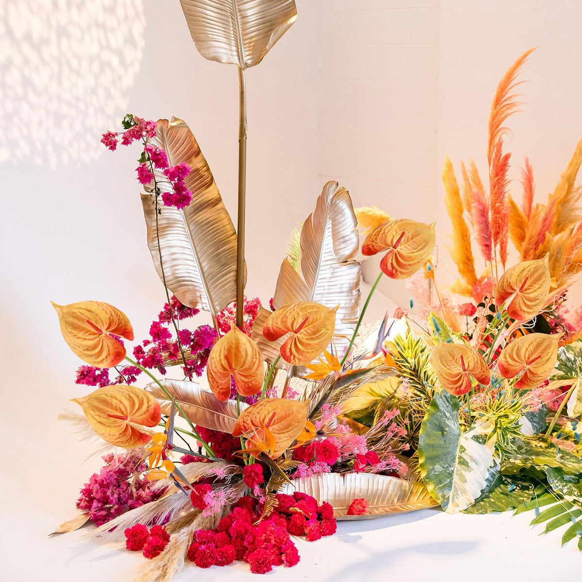 8PCS Burgundy Faux Anthurium Flowers 24.8’’ Real Touch Flowers Long Stem Artificial Anthurium for Vase Table Centerpiece Home Wedding Party Garden Spring Decoration(Burgundy)