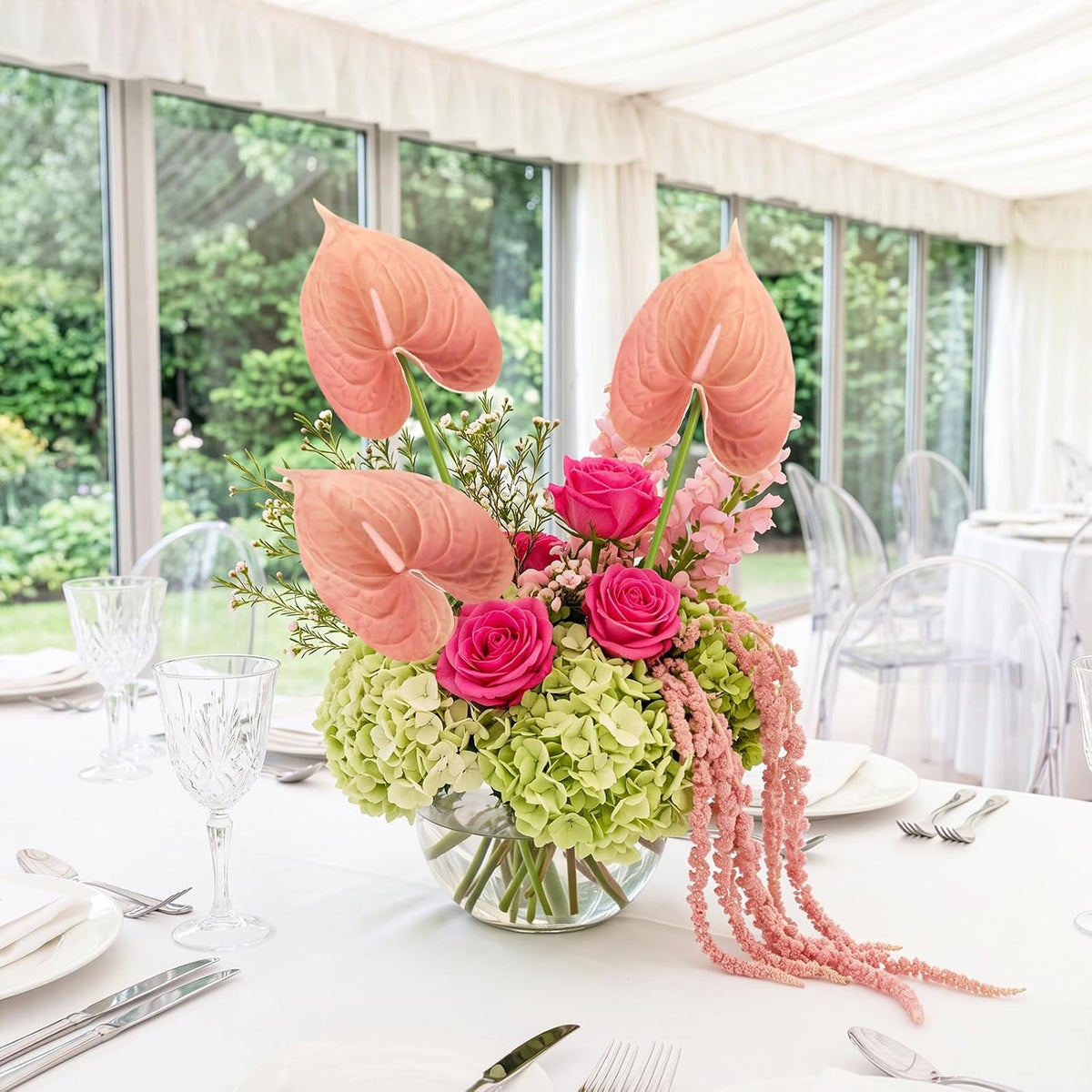 8PCS Burgundy Faux Anthurium Flowers 24.8’’ Real Touch Flowers Long Stem Artificial Anthurium for Vase Table Centerpiece Home Wedding Party Garden Spring Decoration(Burgundy)