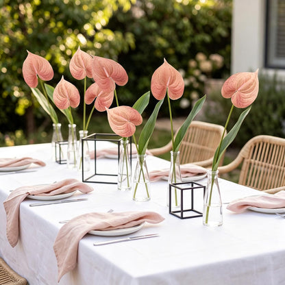 8PCS Burgundy Faux Anthurium Flowers 24.8’’ Real Touch Flowers Long Stem Artificial Anthurium for Vase Table Centerpiece Home Wedding Party Garden Spring Decoration(Burgundy)