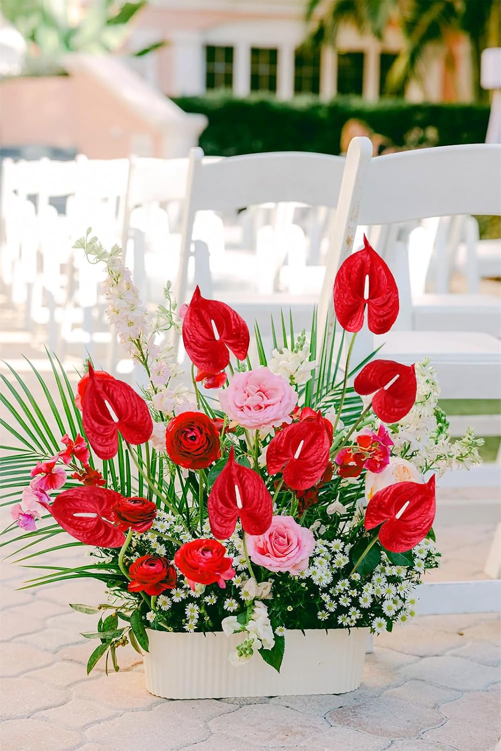 8PCS Burgundy Faux Anthurium Flowers 24.8’’ Real Touch Flowers Long Stem Artificial Anthurium for Vase Table Centerpiece Home Wedding Party Garden Spring Decoration(Burgundy)