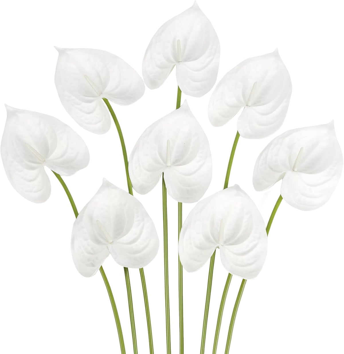 8PCS Burgundy Faux Anthurium Flowers 24.8’’ Real Touch Flowers Long Stem Artificial Anthurium for Vase Table Centerpiece Home Wedding Party Garden Spring Decoration(Burgundy)