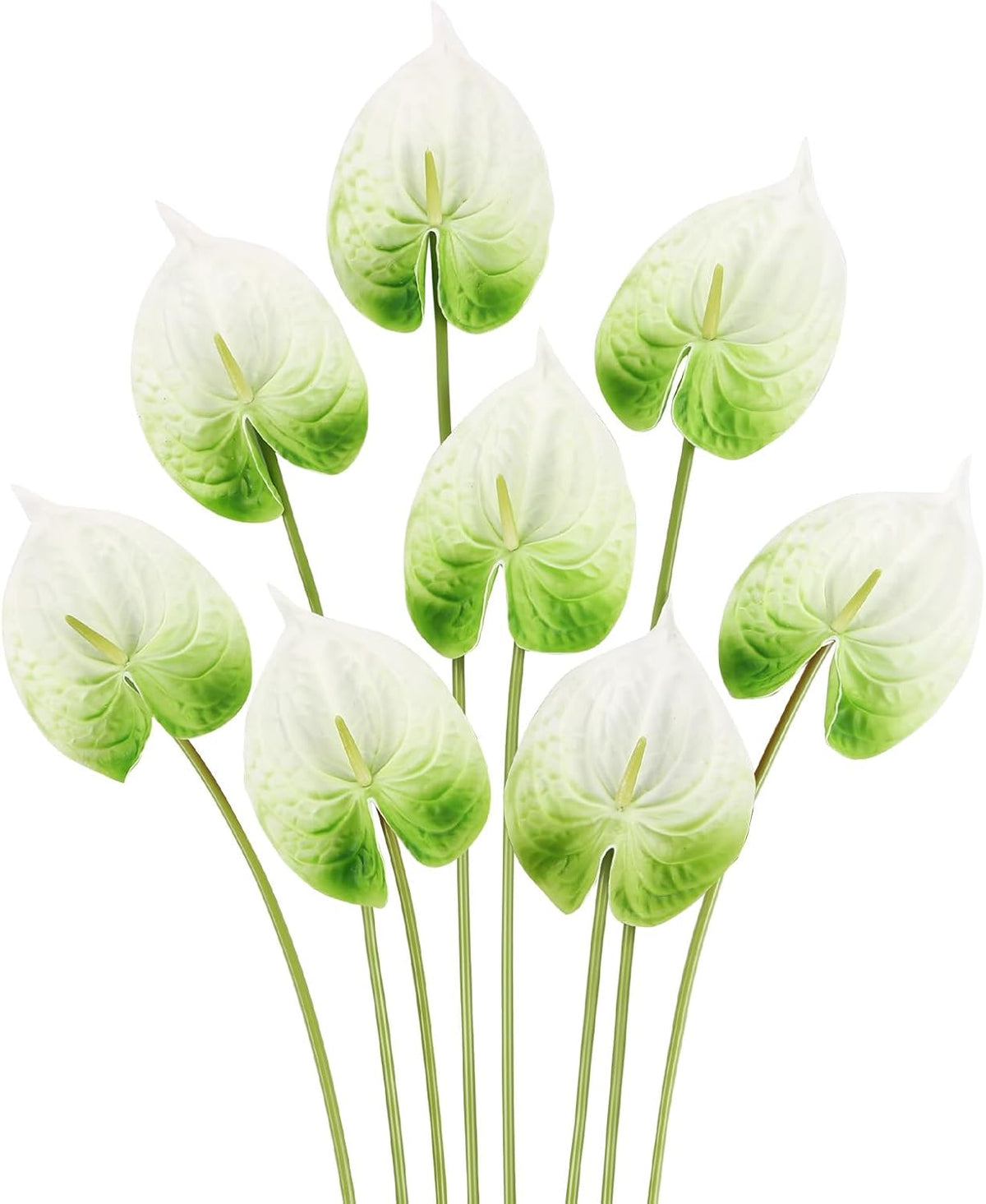 8PCS Burgundy Faux Anthurium Flowers 24.8’’ Real Touch Flowers Long Stem Artificial Anthurium for Vase Table Centerpiece Home Wedding Party Garden Spring Decoration(Burgundy)