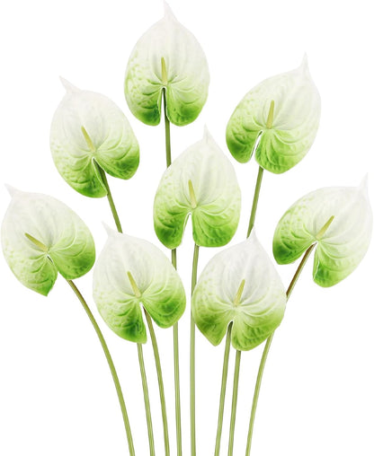 8PCS Burgundy Faux Anthurium Flowers 24.8’’ Real Touch Flowers Long Stem Artificial Anthurium for Vase Table Centerpiece Home Wedding Party Garden Spring Decoration(Burgundy)