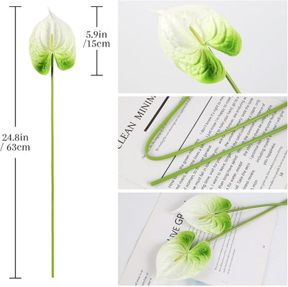 8PCS Burgundy Faux Anthurium Flowers 24.8’’ Real Touch Flowers Long Stem Artificial Anthurium for Vase Table Centerpiece Home Wedding Party Garden Spring Decoration(Burgundy)