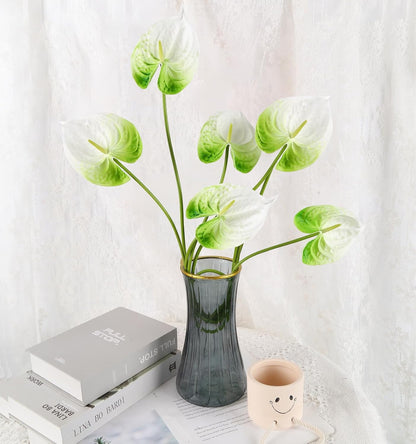 8PCS Burgundy Faux Anthurium Flowers 24.8’’ Real Touch Flowers Long Stem Artificial Anthurium for Vase Table Centerpiece Home Wedding Party Garden Spring Decoration(Burgundy)