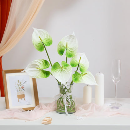 8PCS Burgundy Faux Anthurium Flowers 24.8’’ Real Touch Flowers Long Stem Artificial Anthurium for Vase Table Centerpiece Home Wedding Party Garden Spring Decoration(Burgundy)