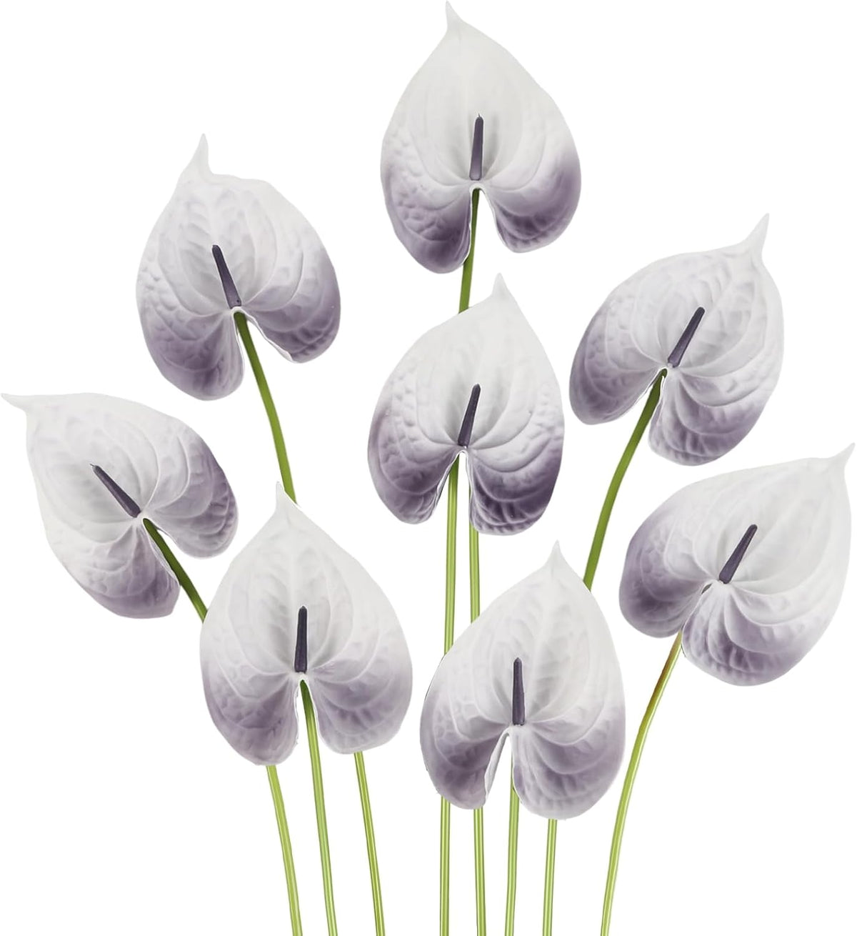 8PCS Burgundy Faux Anthurium Flowers 24.8’’ Real Touch Flowers Long Stem Artificial Anthurium for Vase Table Centerpiece Home Wedding Party Garden Spring Decoration(Burgundy)