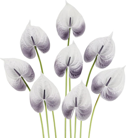 8PCS Burgundy Faux Anthurium Flowers 24.8’’ Real Touch Flowers Long Stem Artificial Anthurium for Vase Table Centerpiece Home Wedding Party Garden Spring Decoration(Burgundy)