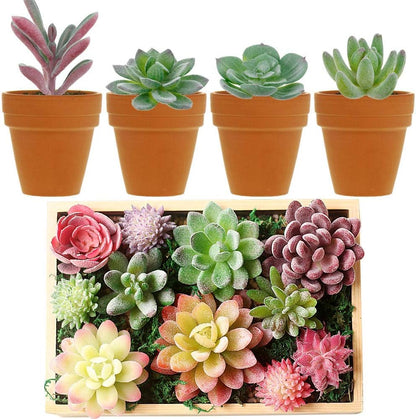 Artificial Succulents, 16 Pack Fake Succulents Plants Artificial Small Fake Plants Faux Succulents Unpotted for Lotus Landscape Decorative Garden Arrangement Decor