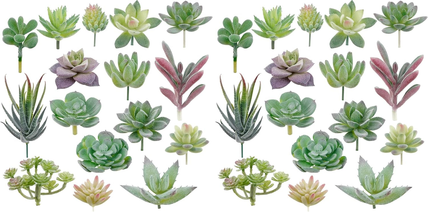 Artificial Succulents, 16 Pack Fake Succulents Plants Artificial Small Fake Plants Faux Succulents Unpotted for Lotus Landscape Decorative Garden Arrangement Decor