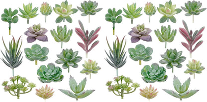Artificial Succulents, 16 Pack Fake Succulents Plants Artificial Small Fake Plants Faux Succulents Unpotted for Lotus Landscape Decorative Garden Arrangement Decor