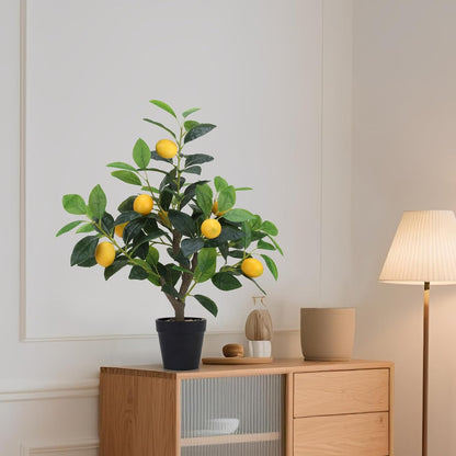 20.9 Inch Artificial Lemons Tree Potted Fake Indoor Plants Decor