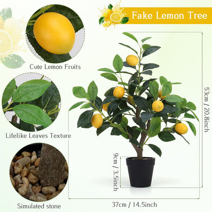 20.9 Inch Artificial Lemons Tree Potted Fake Indoor Plants Decor