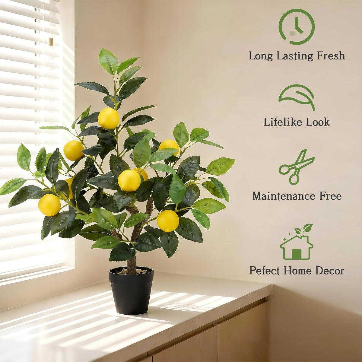 20.9 Inch Artificial Lemons Tree Potted Fake Indoor Plants Decor