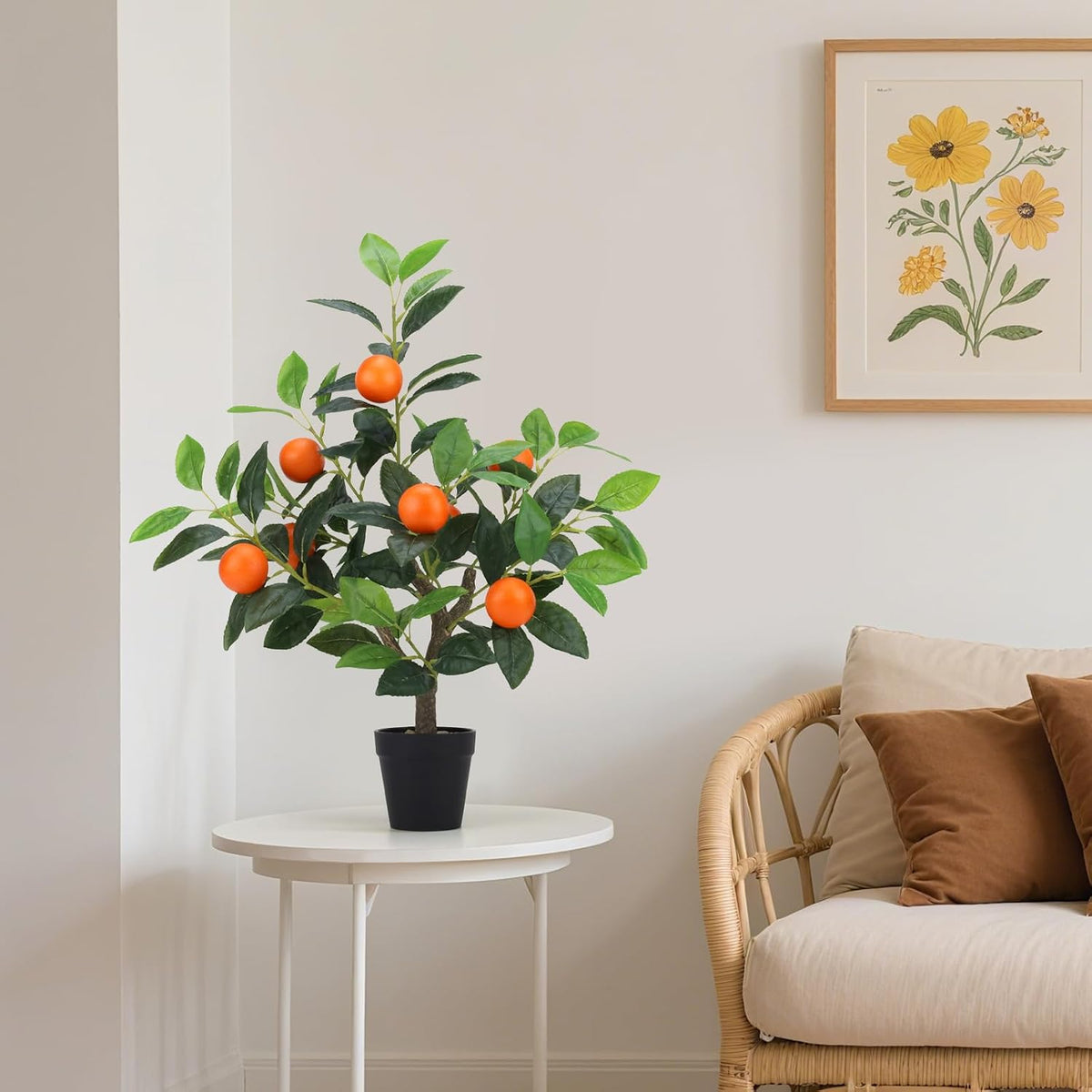 20.9 Inch Artificial Lemons Tree Potted Fake Indoor Plants Decor