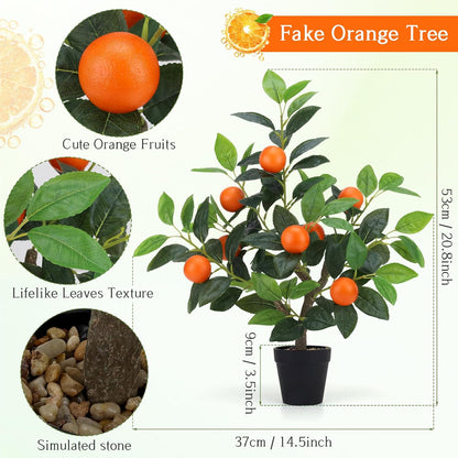20.9 Inch Artificial Lemons Tree Potted Fake Indoor Plants Decor