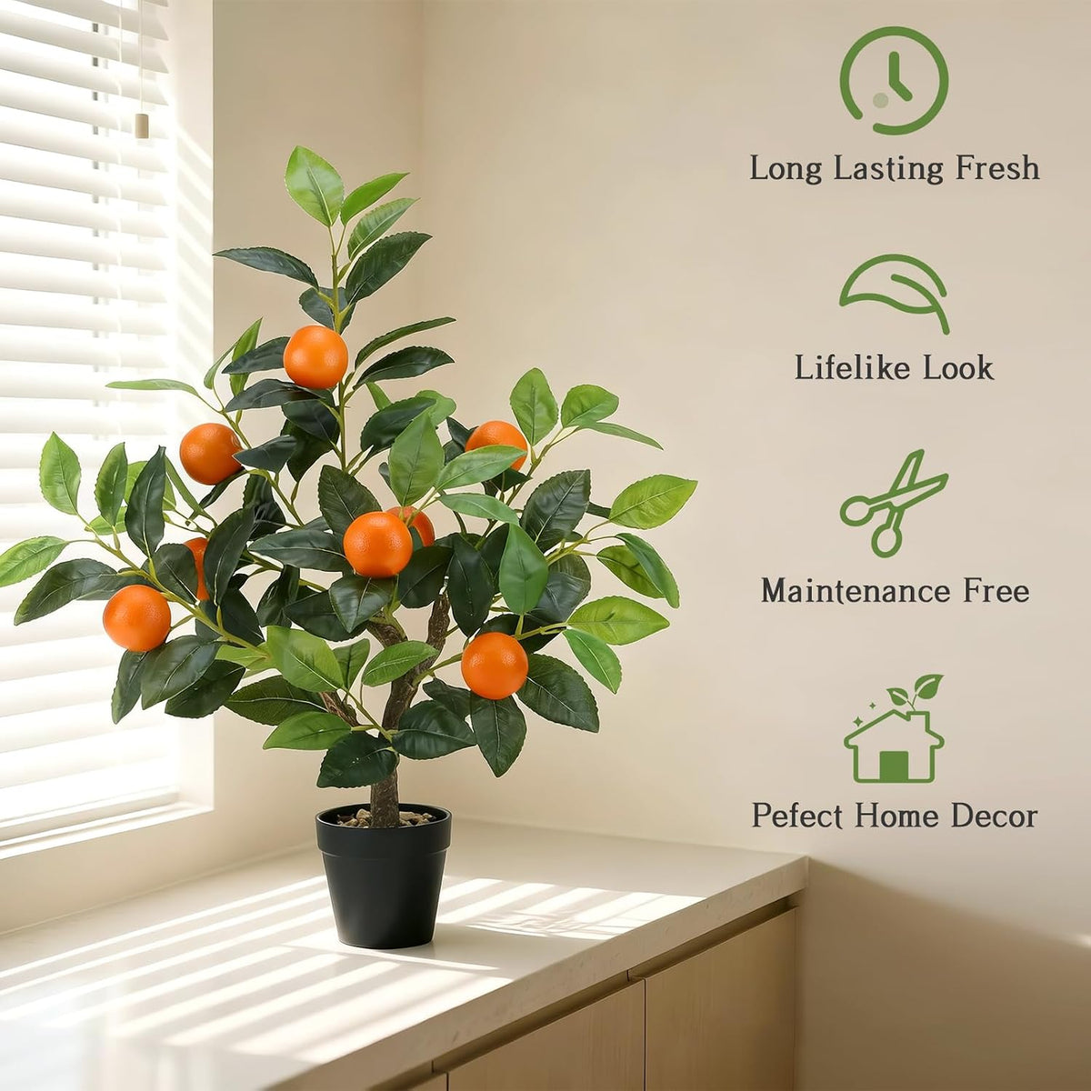 20.9 Inch Artificial Lemons Tree Potted Fake Indoor Plants Decor