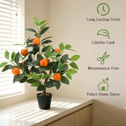 20.9 Inch Artificial Lemons Tree Potted Fake Indoor Plants Decor