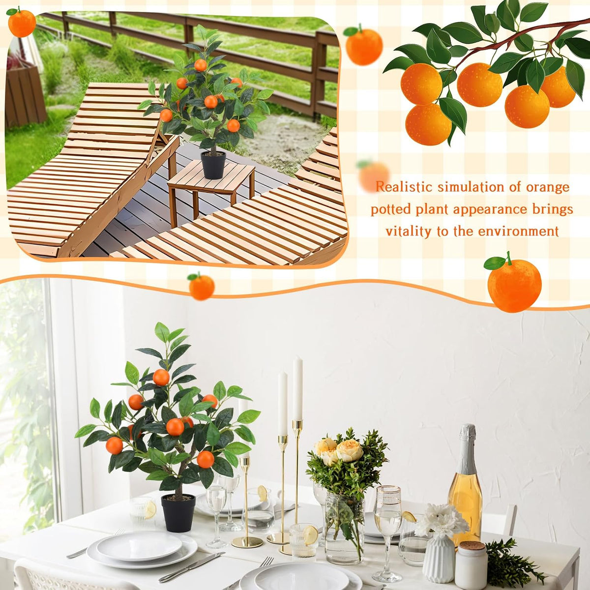 20.9 Inch Artificial Lemons Tree Potted Fake Indoor Plants Decor