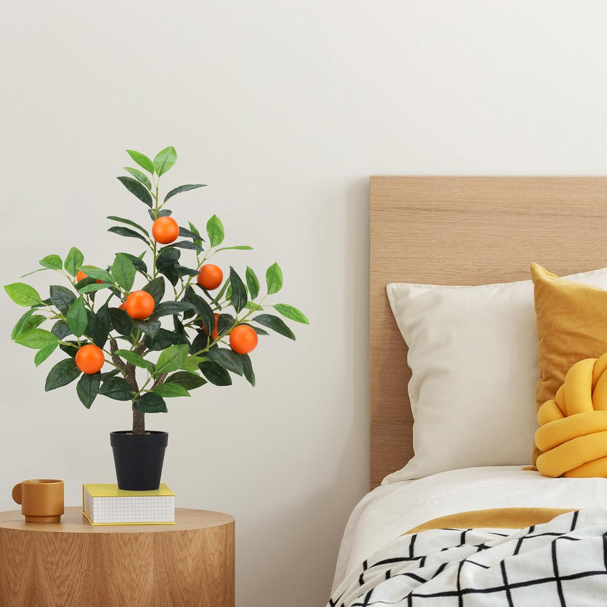 20.9 Inch Artificial Lemons Tree Potted Fake Indoor Plants Decor