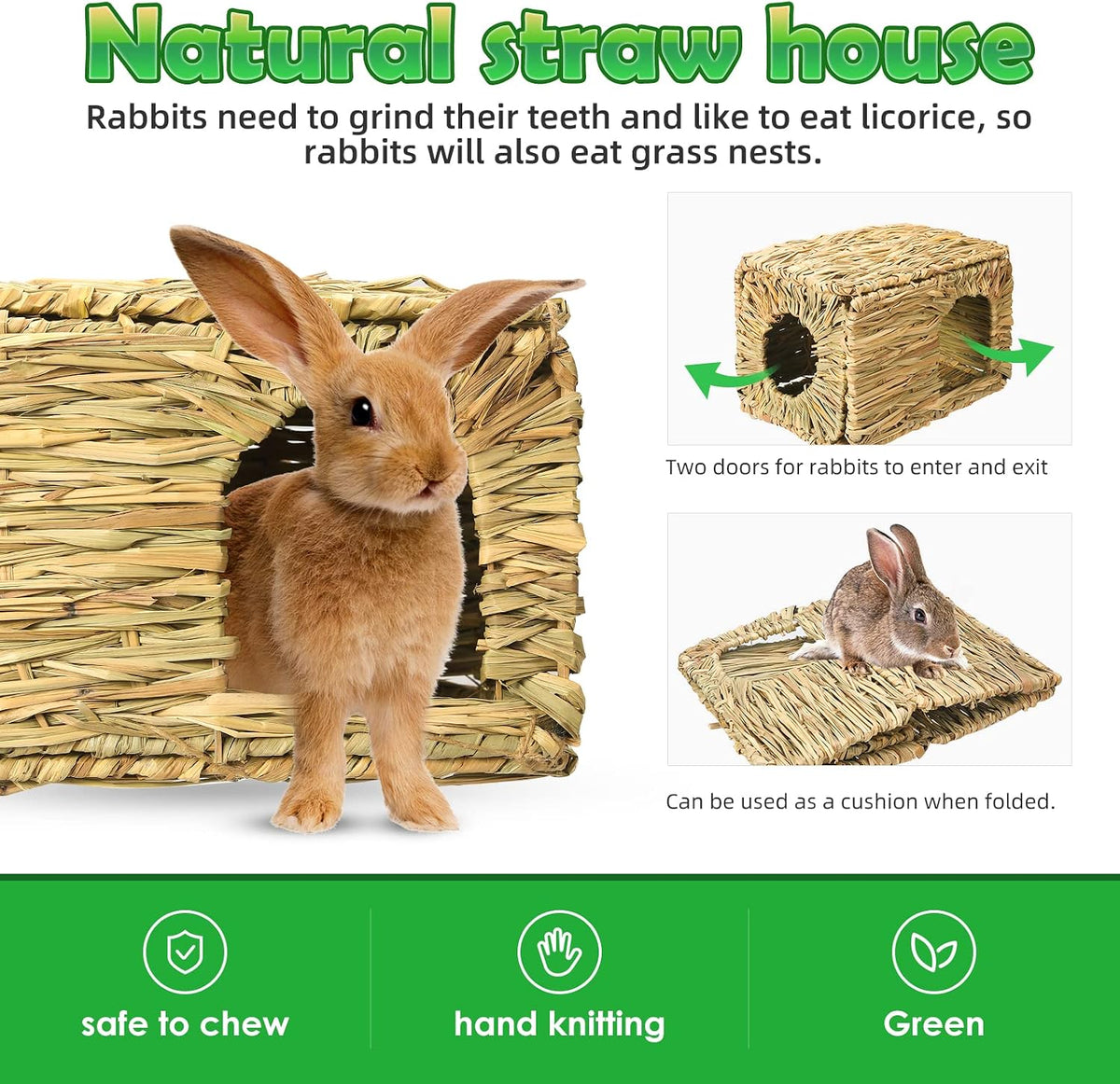 Bunny Grass House-Hand Made Edible Natural Grass Hideaway