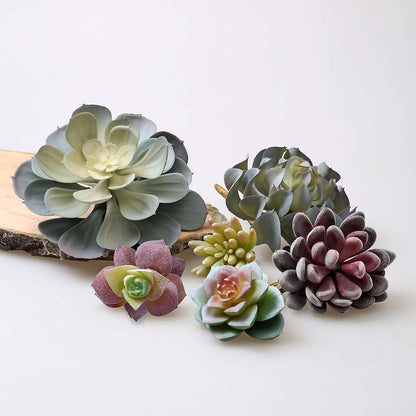 Premium Artificial Succulents - Mini Fake Succulent Plants & Faux Cactus - 15 Pack