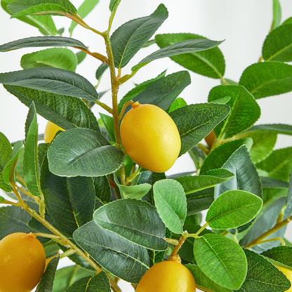 3 Pcs Artificial Lemons Tree Branches - Faux Greenery Stems Realistic Lemon Branch with Lifelike Leaves Fake Lemon Plant for Home, Dining Table, Kitchen Decor 18 Inch