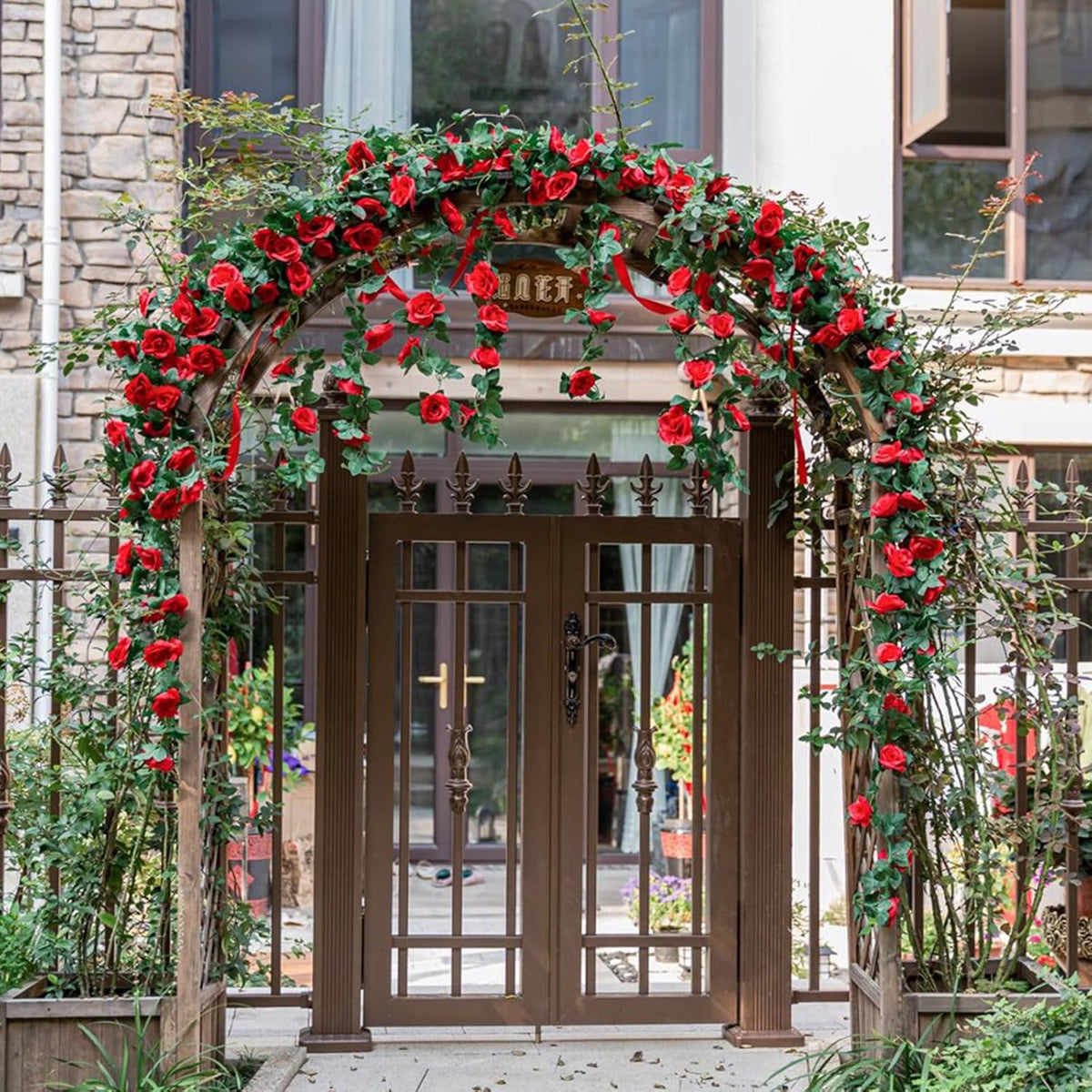2 Pack 16FT Artificial Silk Rose Garland Vine