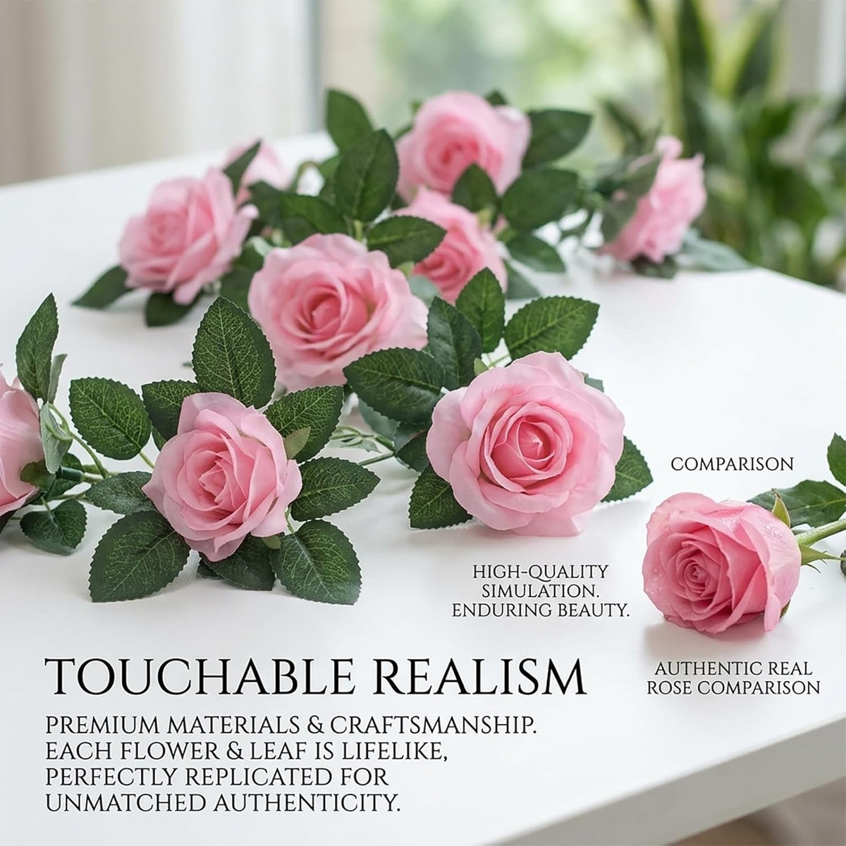 2 Pack 16FT Artificial Silk Rose Garland Vine