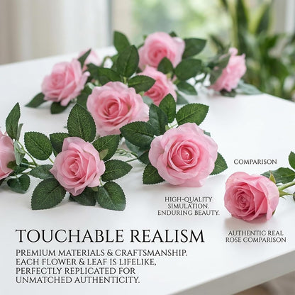 2 Pack 16FT Artificial Silk Rose Garland Vine