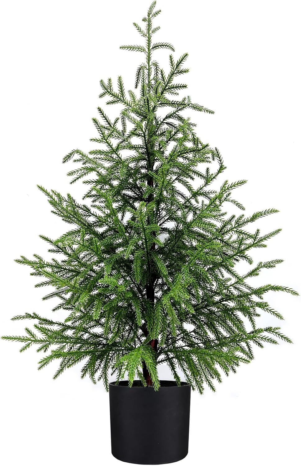 Outdoor Artificial Topiary Cedar Tree Real Touch Faux Pine Evergreen Shrub Plant UV Resistant Greenery Tree with Pot Realistic Cypress Front Porch Decor (5FT-2Pack)