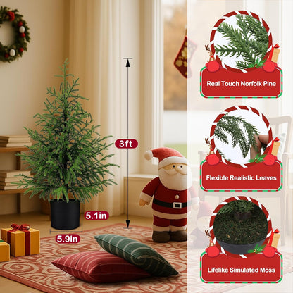 Outdoor Artificial Topiary Cedar Tree Real Touch Faux Pine Evergreen Shrub Plant UV Resistant Greenery Tree with Pot Realistic Cypress Front Porch Decor (5FT-2Pack)