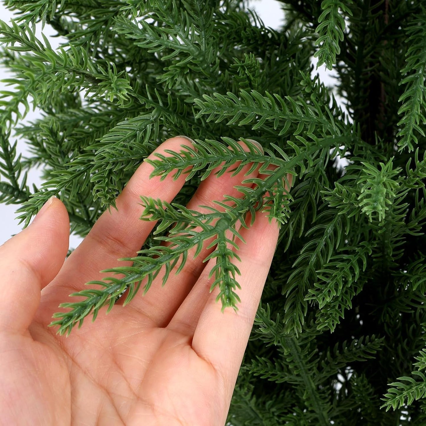 Outdoor Artificial Topiary Cedar Tree Real Touch Faux Pine Evergreen Shrub Plant UV Resistant Greenery Tree with Pot Realistic Cypress Front Porch Decor (5FT-2Pack)