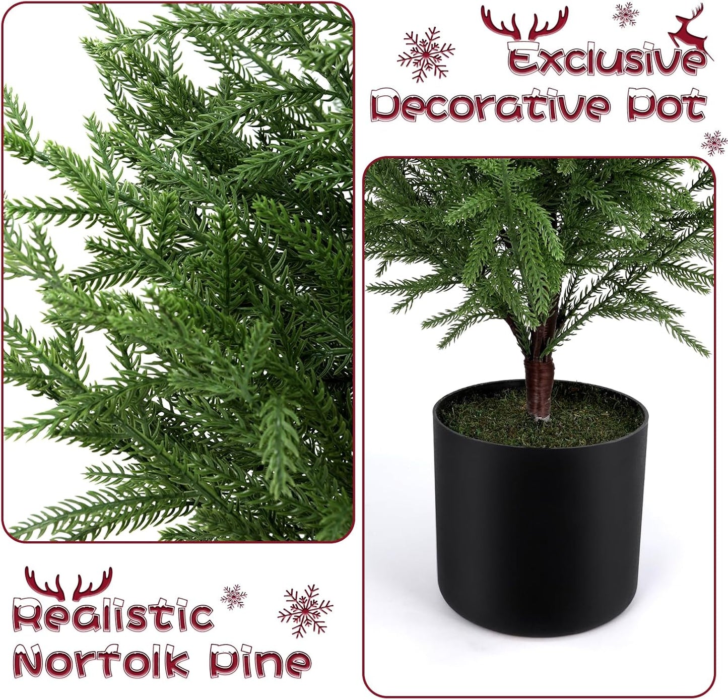Outdoor Artificial Topiary Cedar Tree Real Touch Faux Pine Evergreen Shrub Plant UV Resistant Greenery Tree with Pot Realistic Cypress Front Porch Decor (5FT-2Pack)